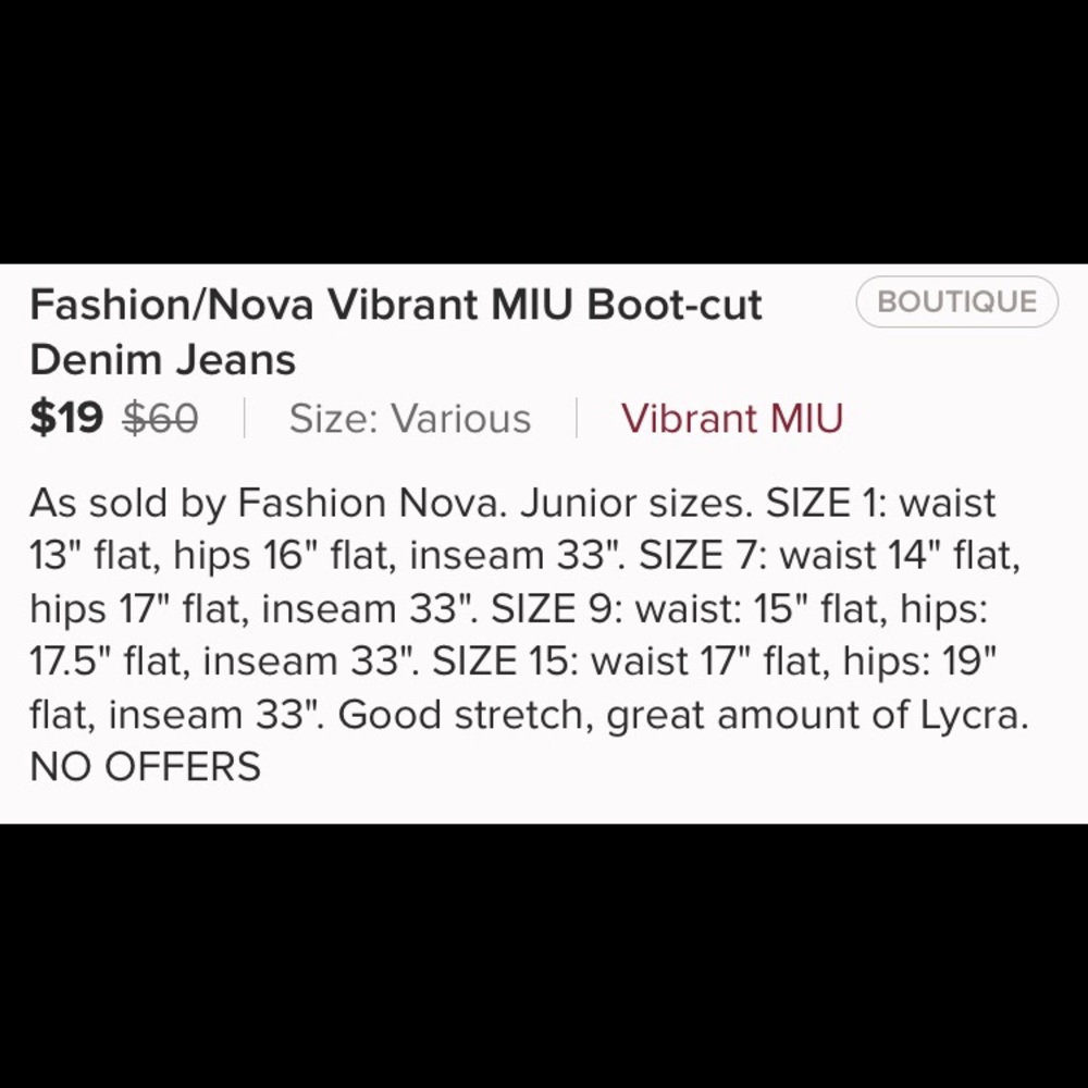 Fashion Nova/Vibrant Jeans Jr Size 9 - Picture 5 of 5